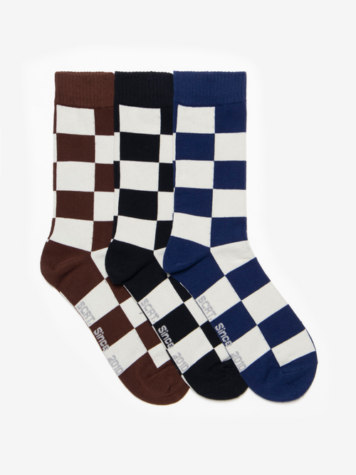 3 Pack of Checkered Socks - Multi