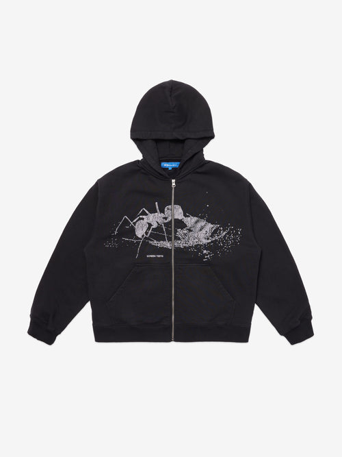 Ant Zip Up Hoodie - Black