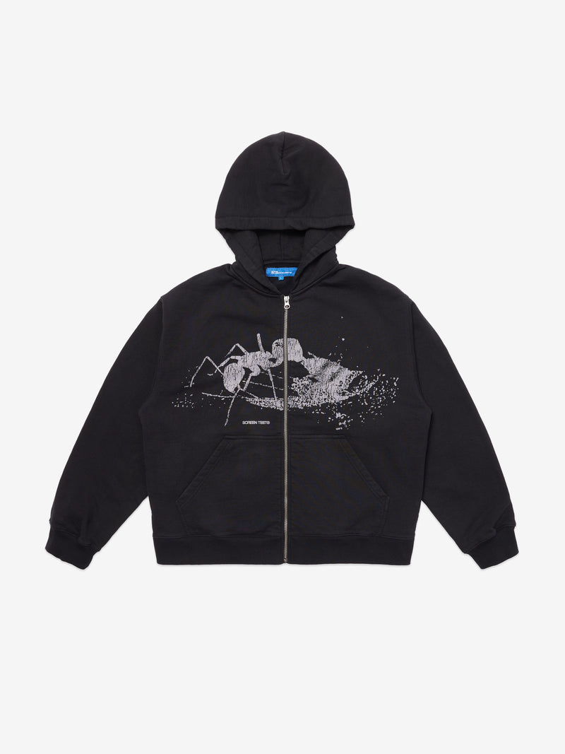 Ant Zip Up Hoodie - Black