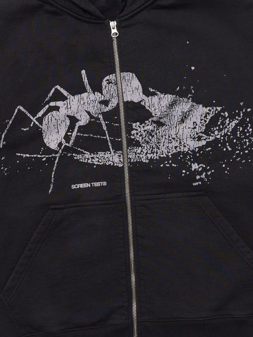 Ant Zip Up Hoodie - Black