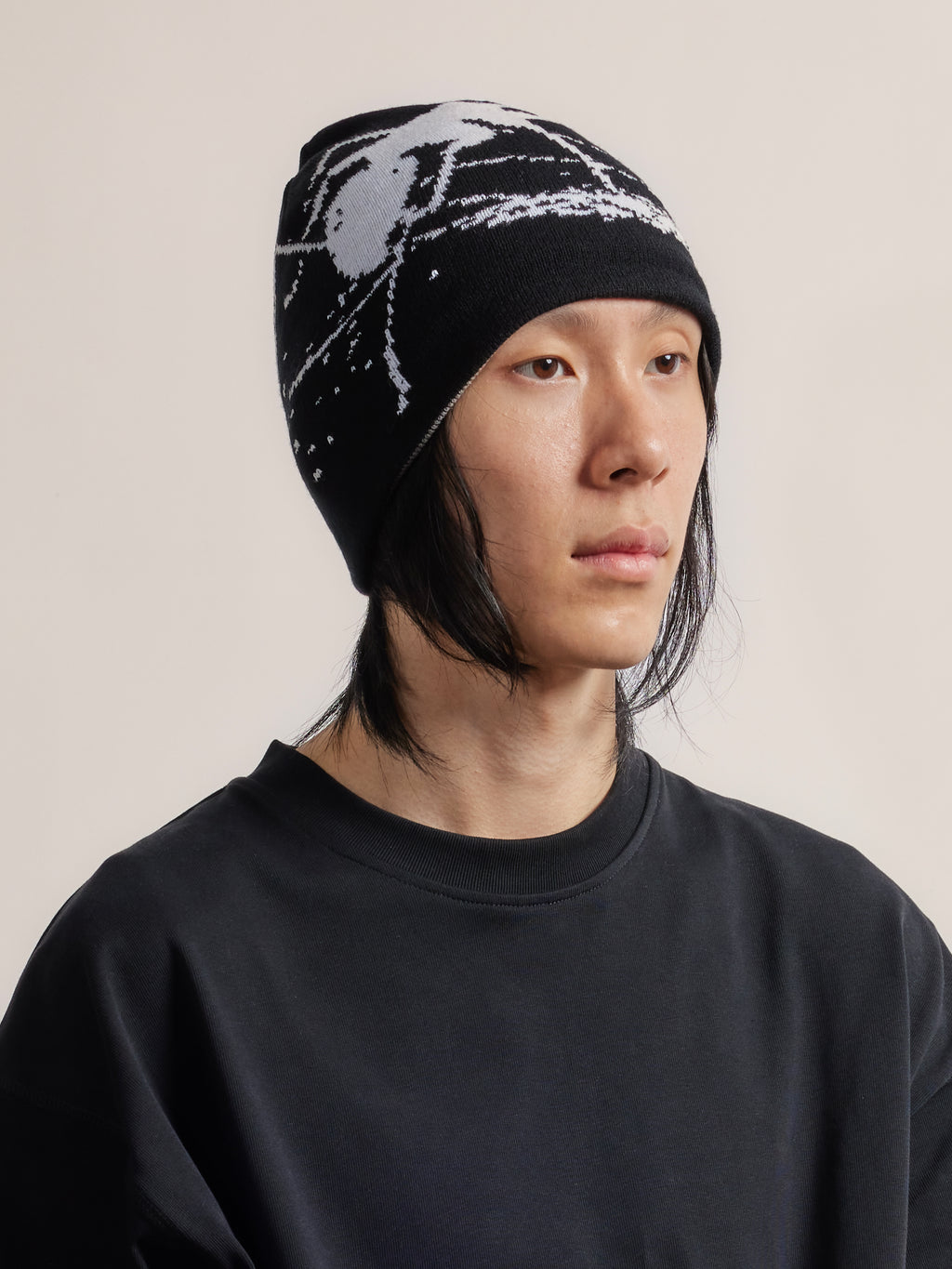 Ant Reversible Beanie - Black/Grey