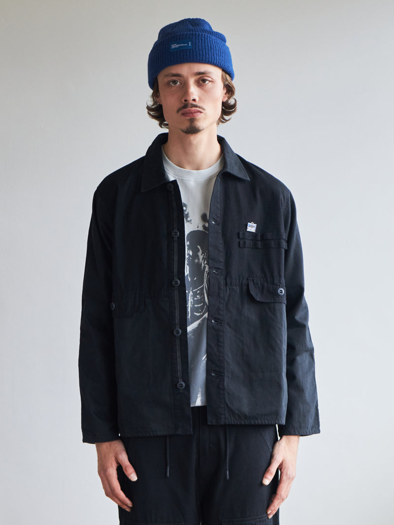 2-Tone Cargo Overshirt - Black