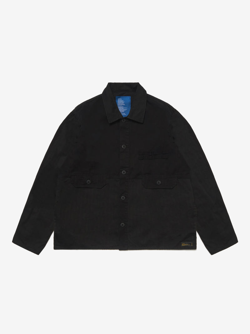 2-Tone Cargo Overshirt - Black