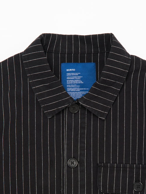 Pinstripe Overshirt - Black