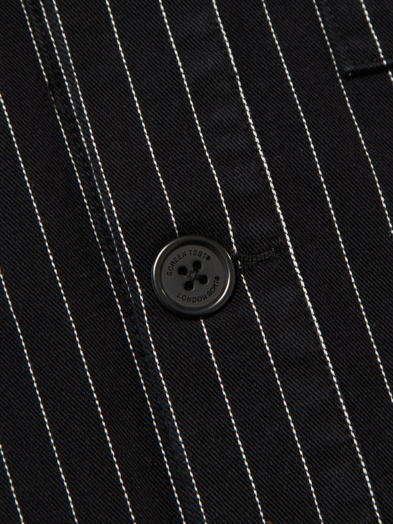 Pinstripe Overshirt - Black