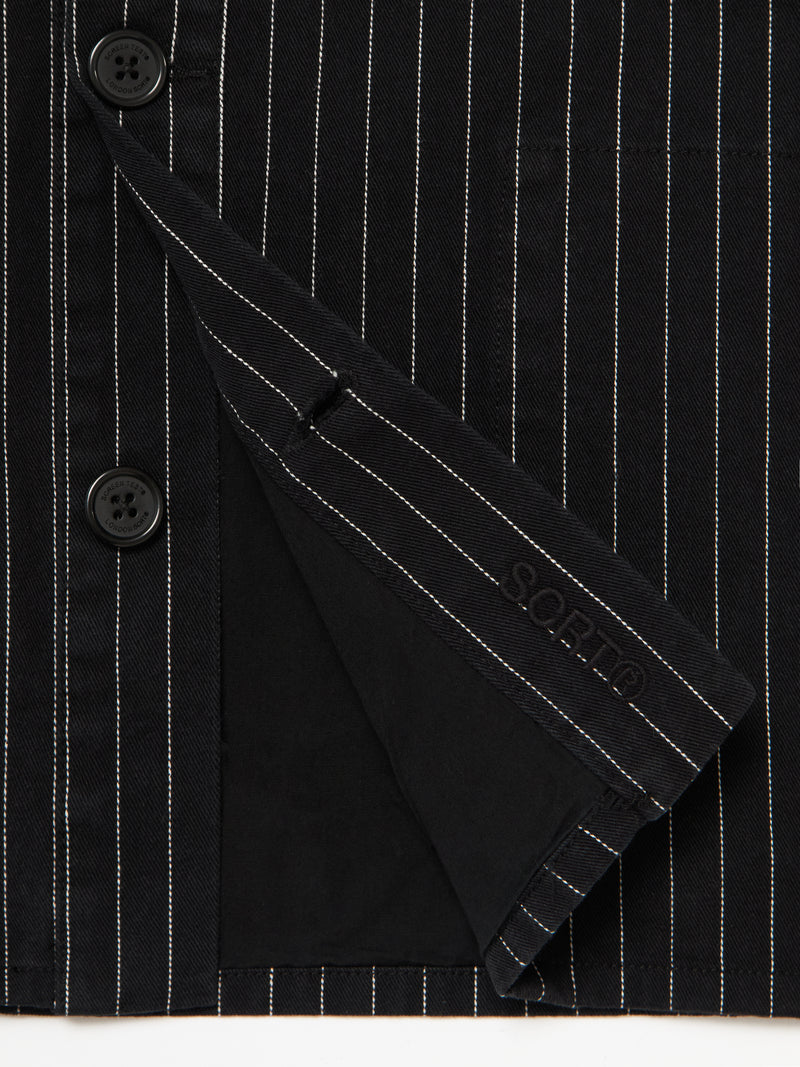 Pinstripe Overshirt - Black