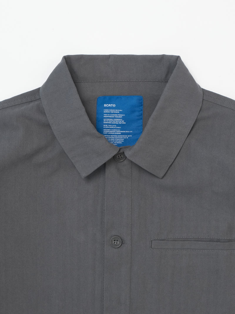 Essentials Herringbone Overshirt - Dusty Blue