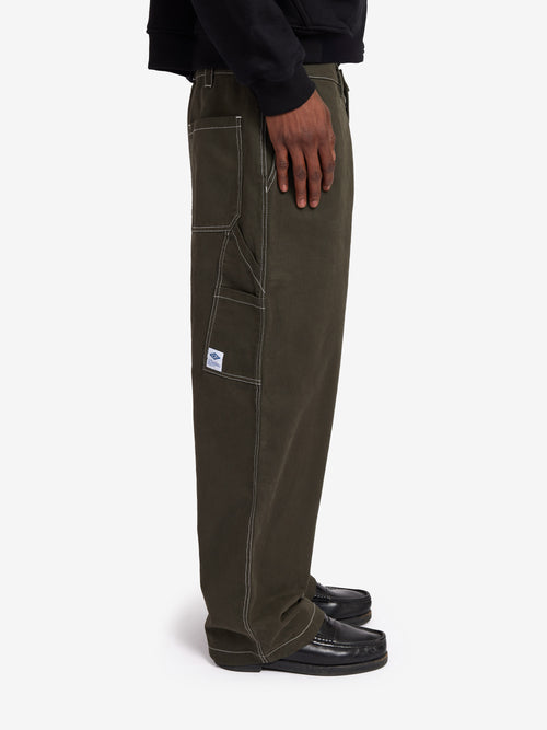 Contrast-Stitch Trousers - Green
