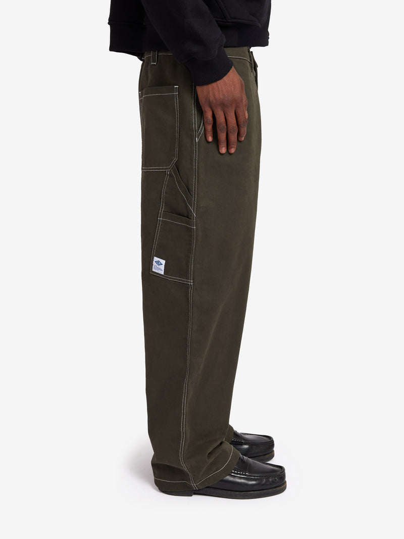 Contrast-Stitch Trousers - Green
