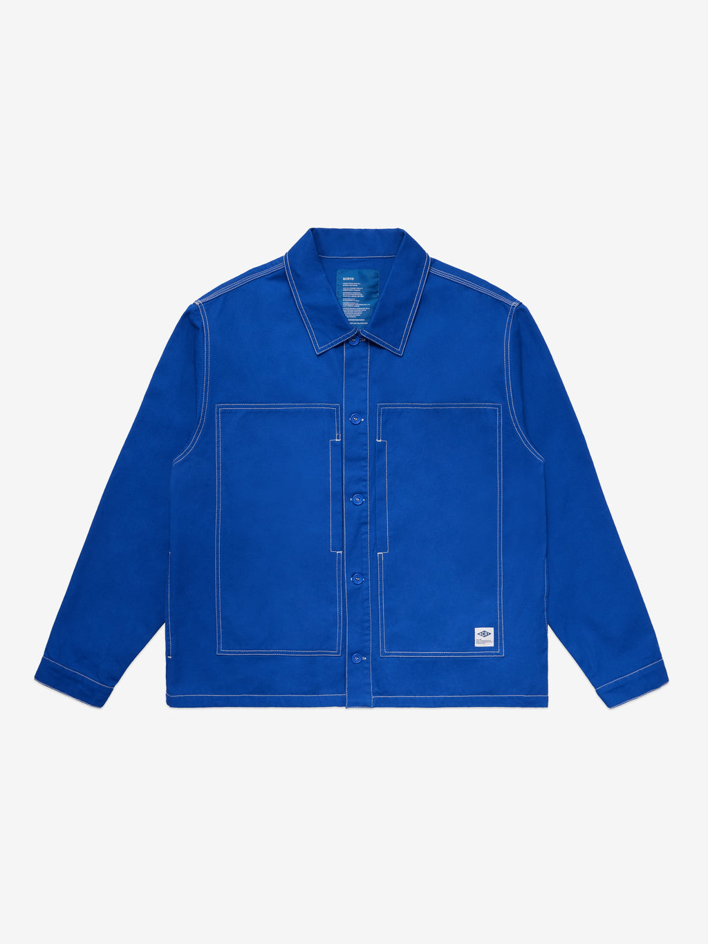 Contrast-Stitch Essentials Overshirt - Blue