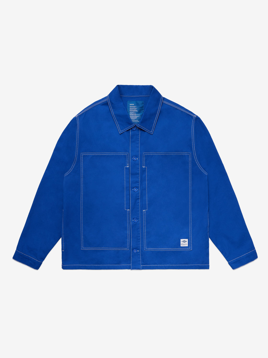 Contrast-Stitch Essentials Overshirt - Blue