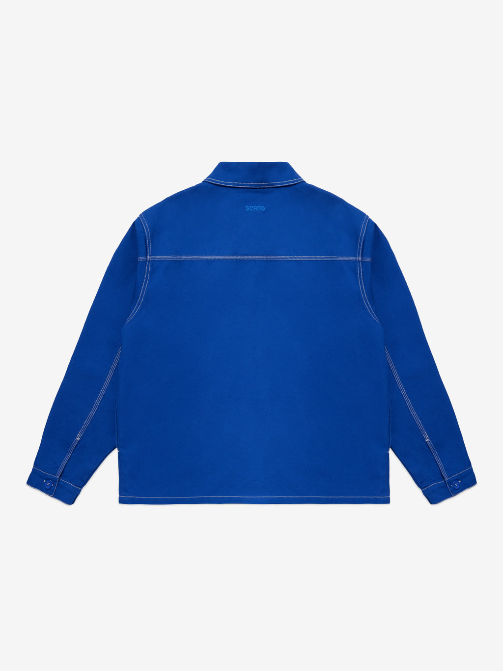 Contrast-Stitch Essentials Overshirt - Blue