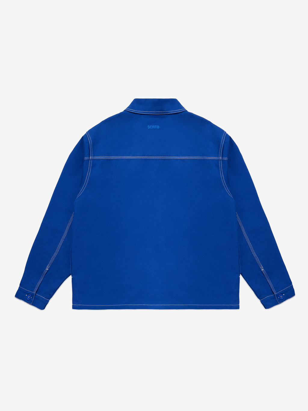 Contrast-Stitch Essentials Overshirt - Blue