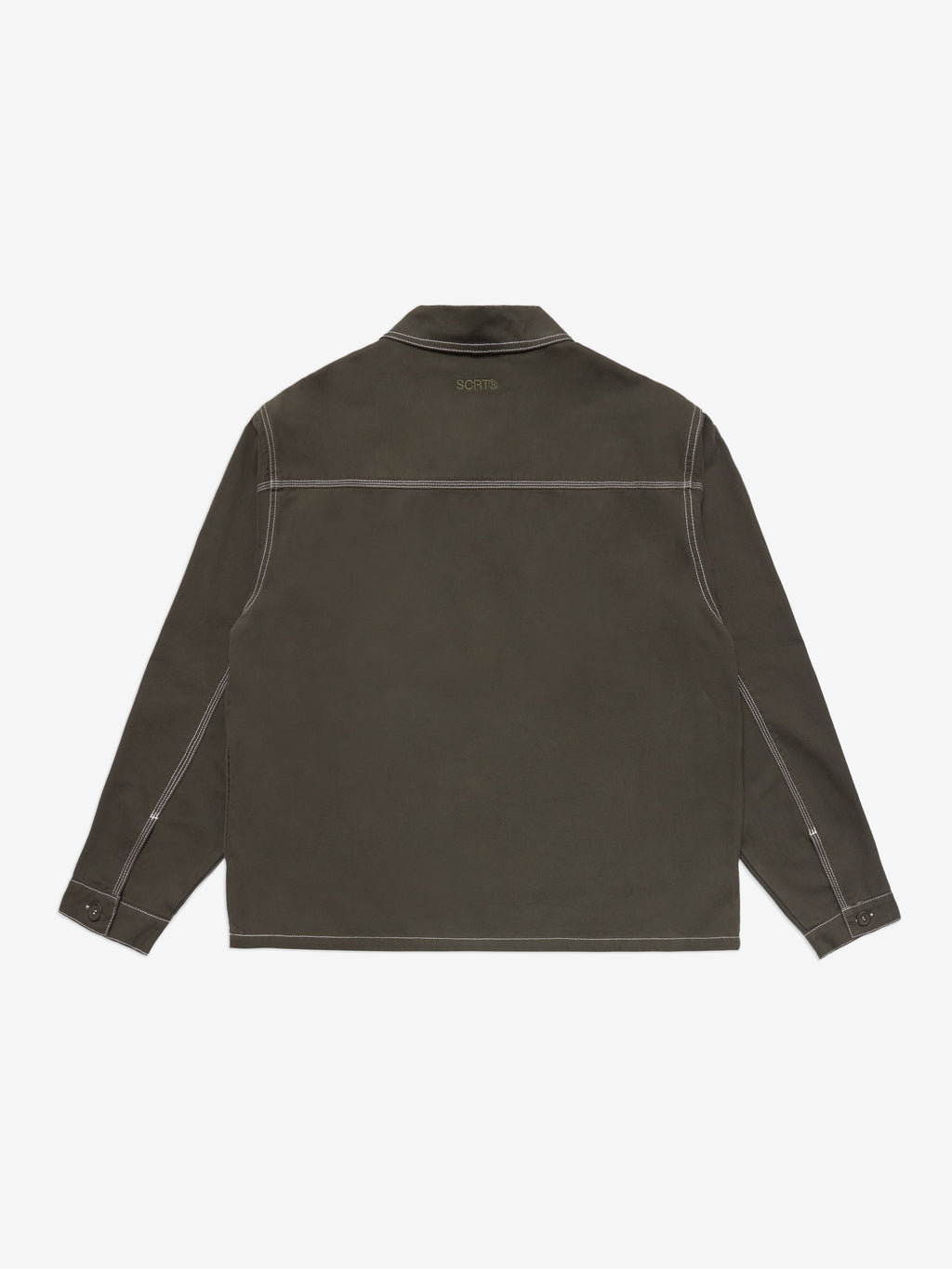 Contrast-Stitch Essentials Overshirt - Green