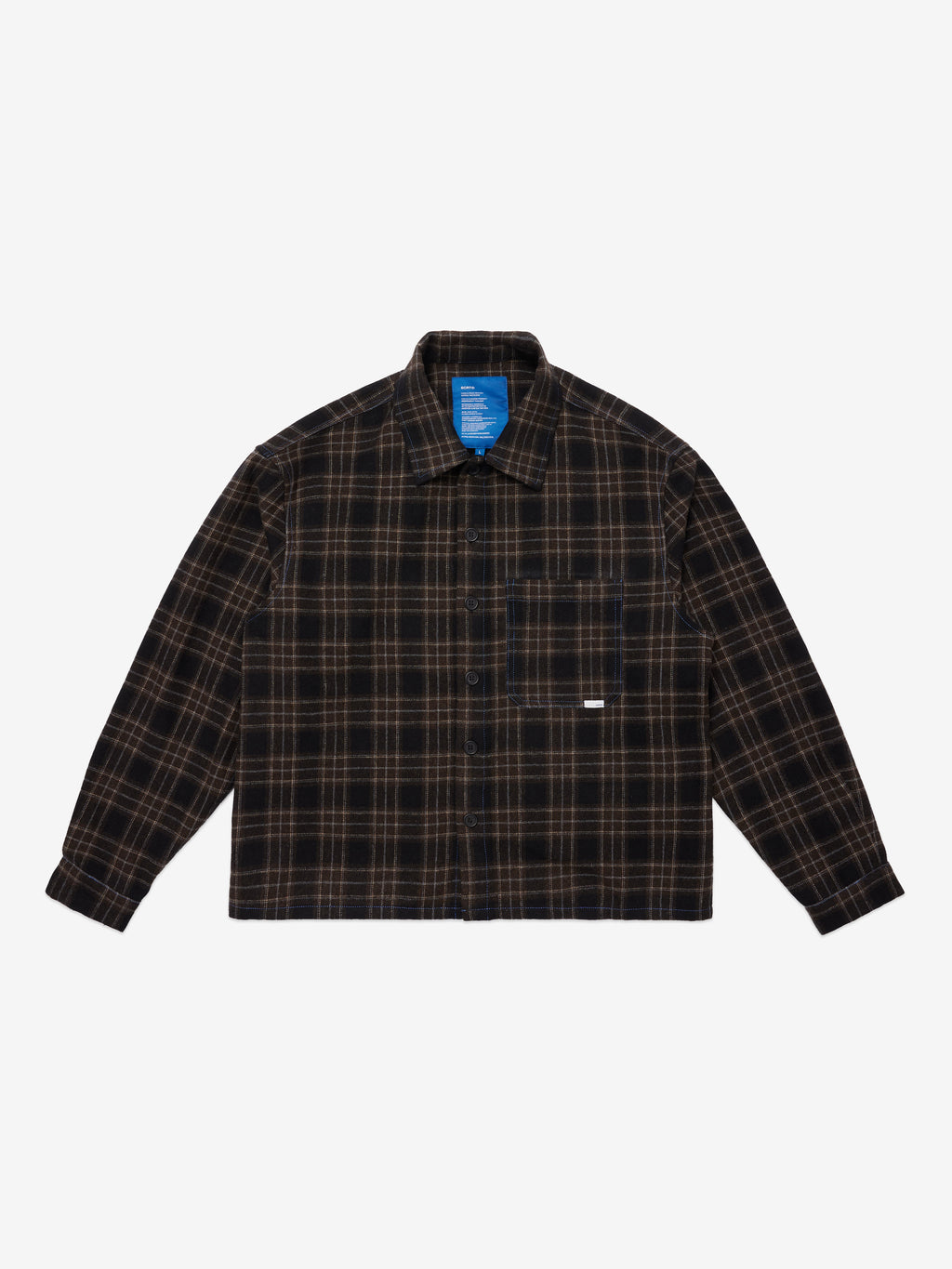 Contrast-Stitch Flannel Shirt - Brown