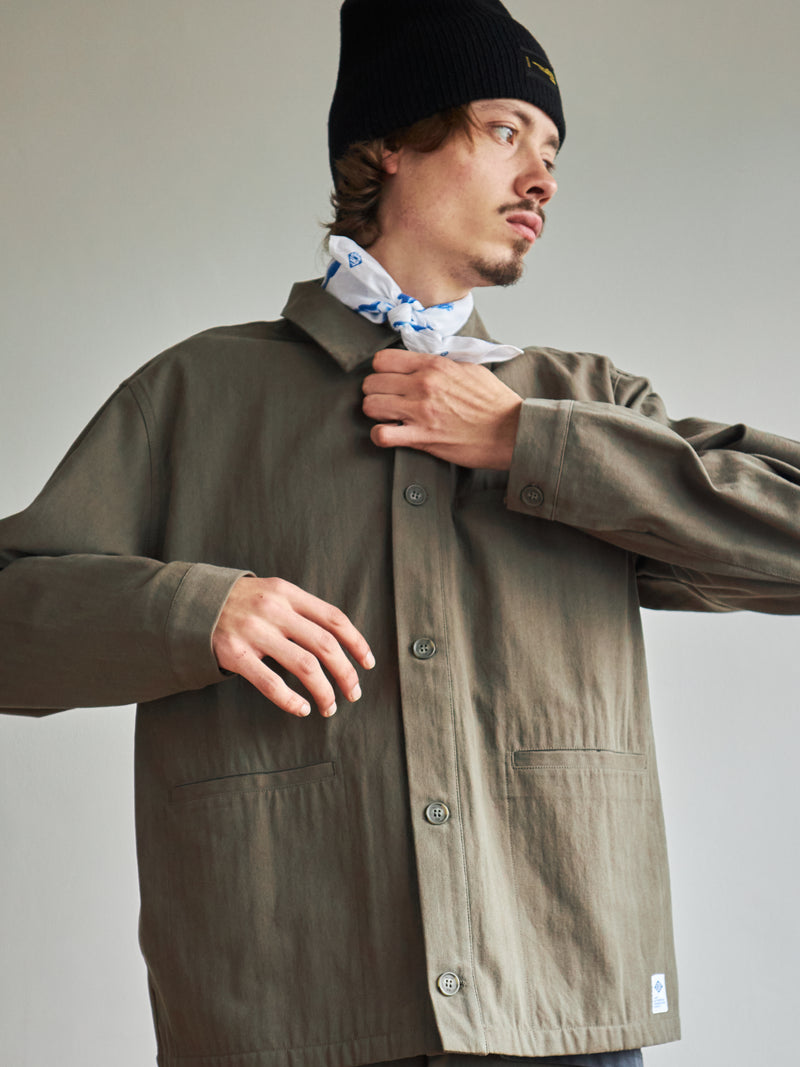 Essentials Herringbone Overshirt - Moss