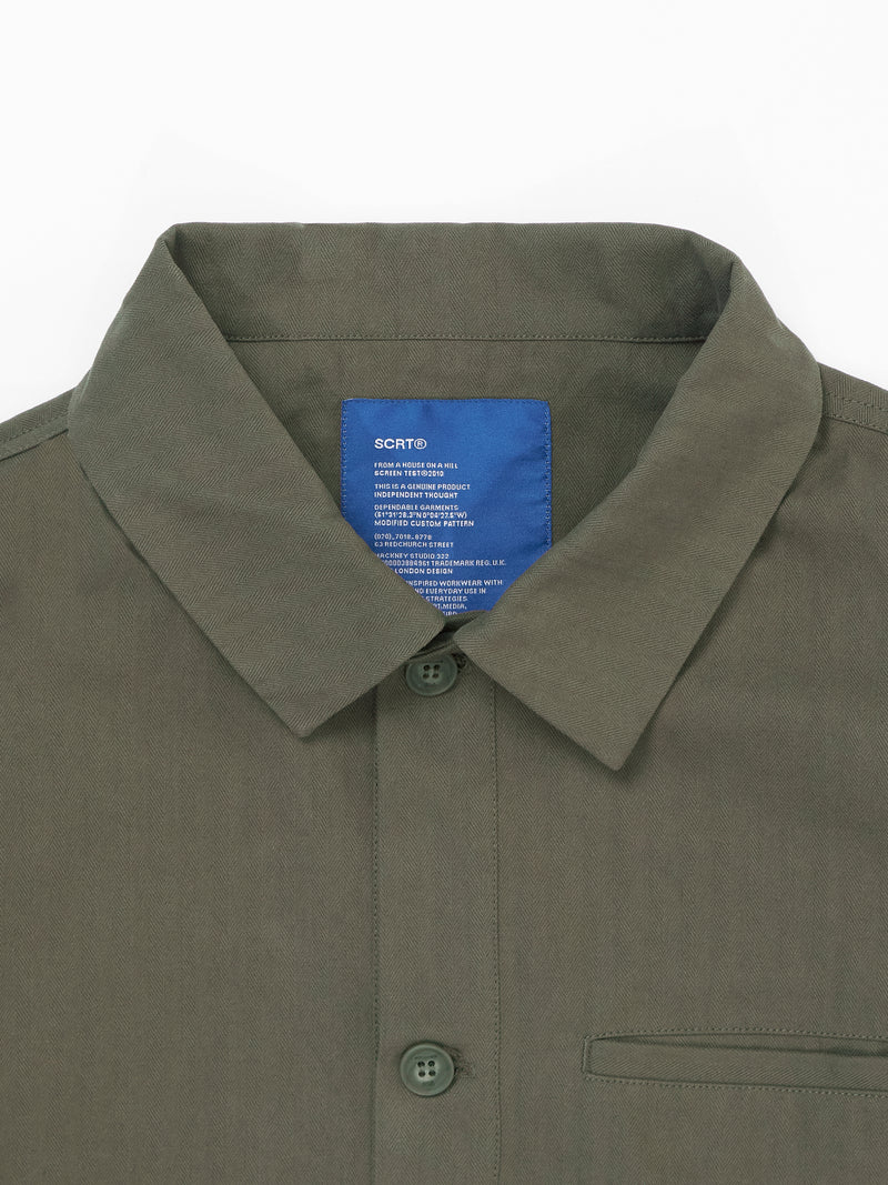 Essentials Herringbone Overshirt - Moss