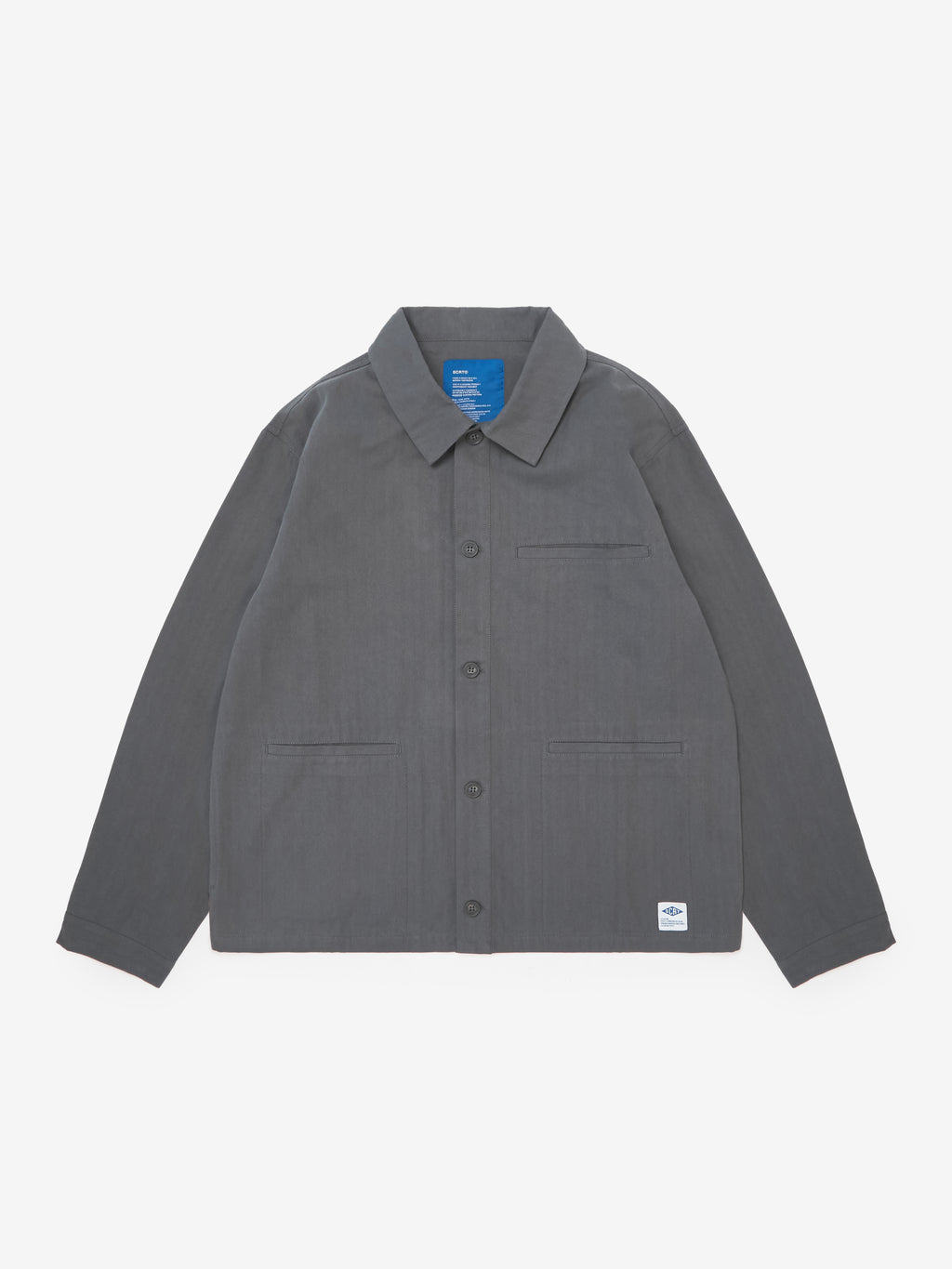 Essentials Herringbone Overshirt - Dusty Blue