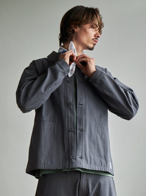 Essentials Herringbone Overshirt - Dusty Blue