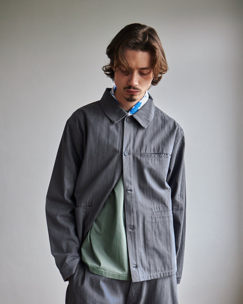 Essentials Herringbone Overshirt - Dusty Blue