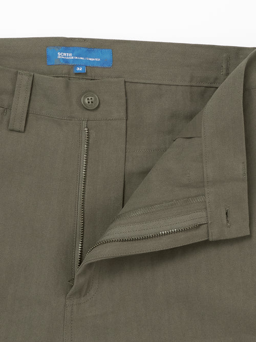 Essentials Herringbone Trousers - Moss