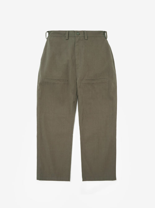 Essentials Herringbone Trousers - Moss