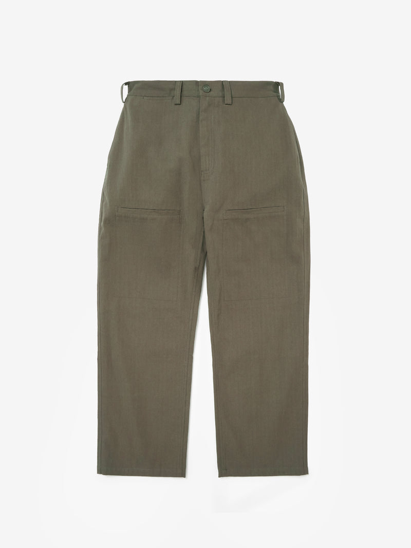 Essentials Herringbone Trousers - Moss