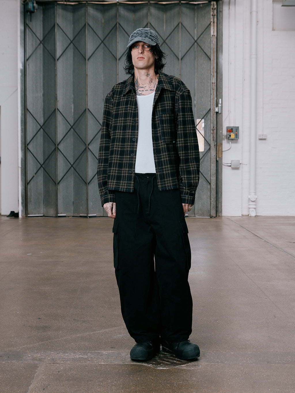 Contrast-Stitch Flannel Shirt - Brown