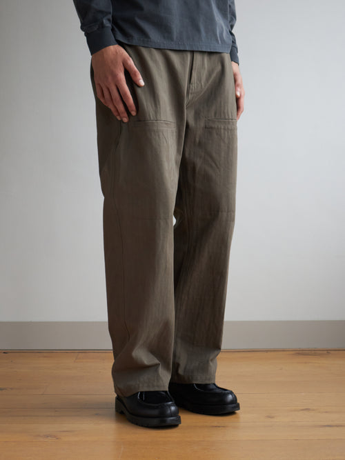 Essentials Herringbone Trousers - Moss