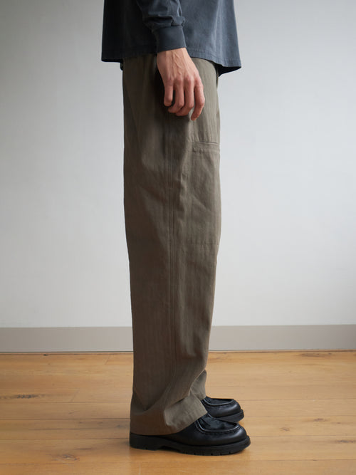 Essentials Herringbone Trousers - Moss