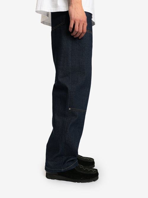 Jeans Kitano Denim con doppio ginocchio - Indaco