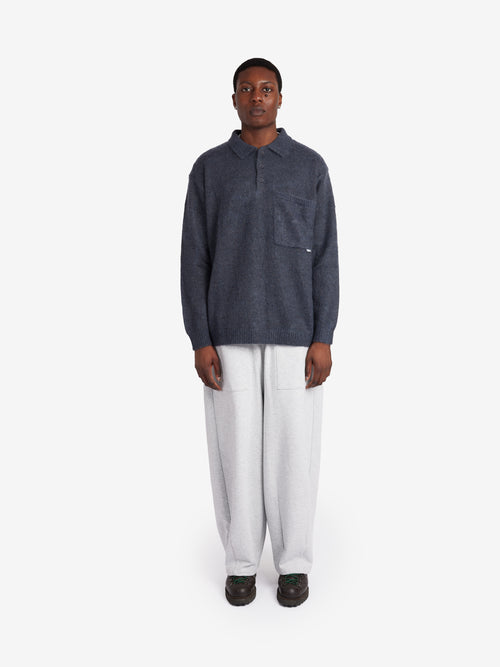 Oversized Mohair Knit Polo - Steel
