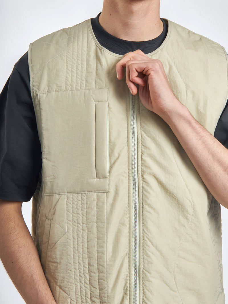 Panes Quilted Vest  - Asparagus