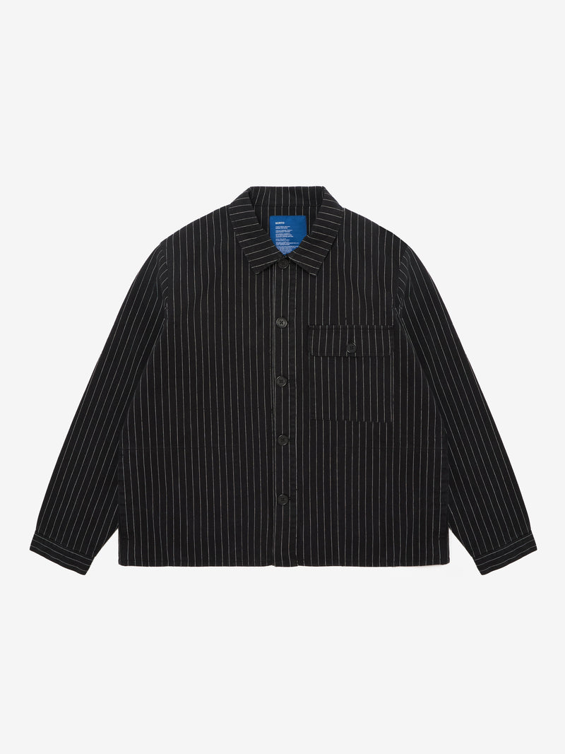 Pinstripe Overshirt - Black