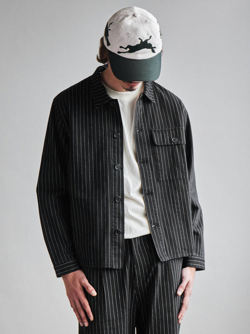 Pinstripe Overshirt - Black