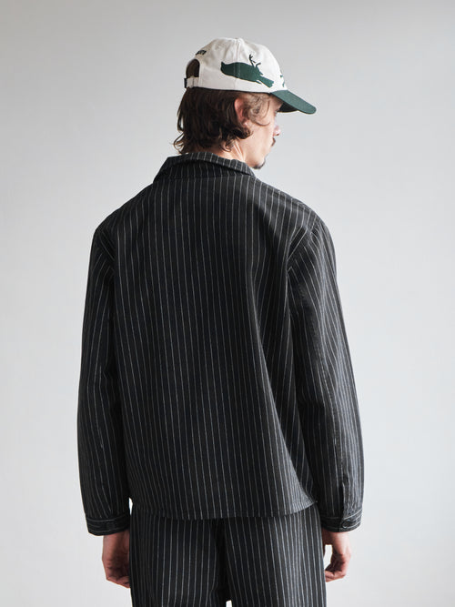 Pinstripe Overshirt - Black