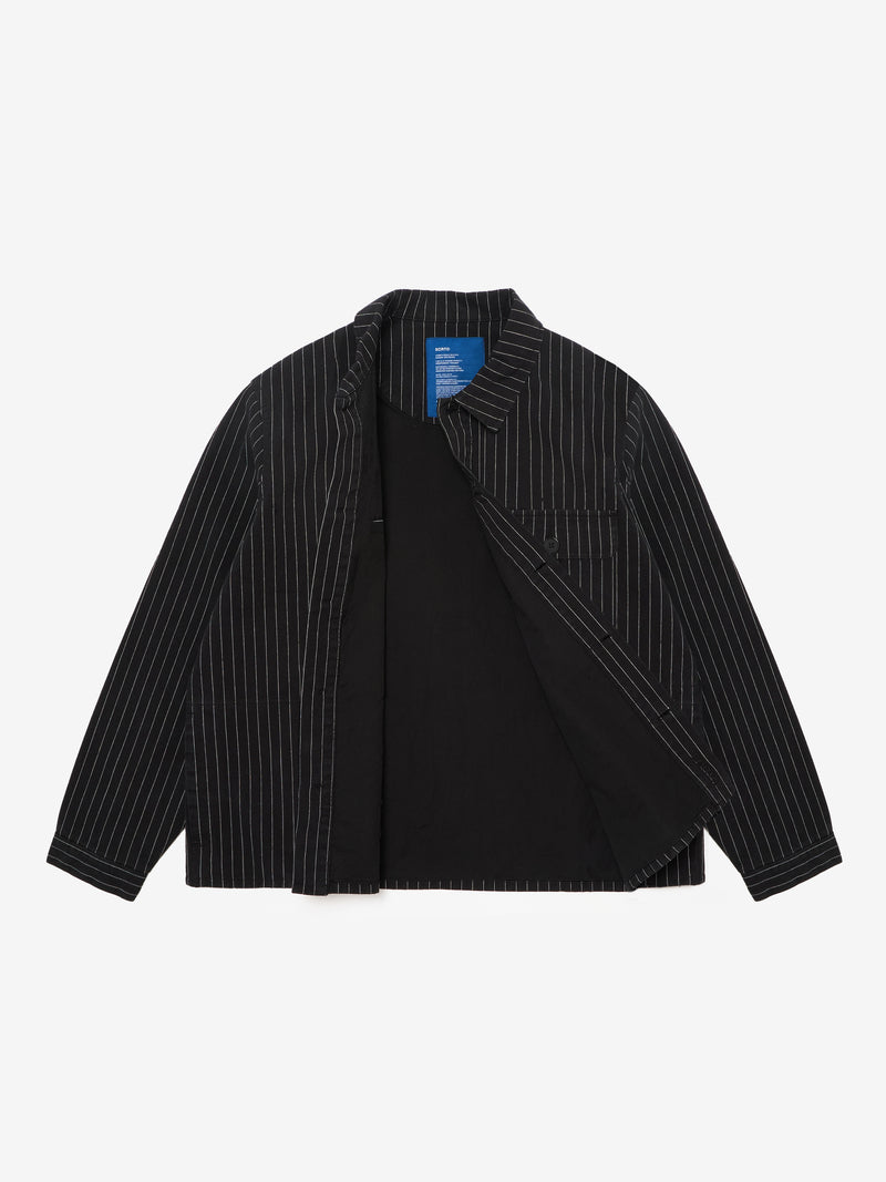 Pinstripe Overshirt - Black