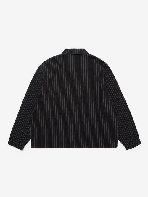 Pinstripe Overshirt - Black