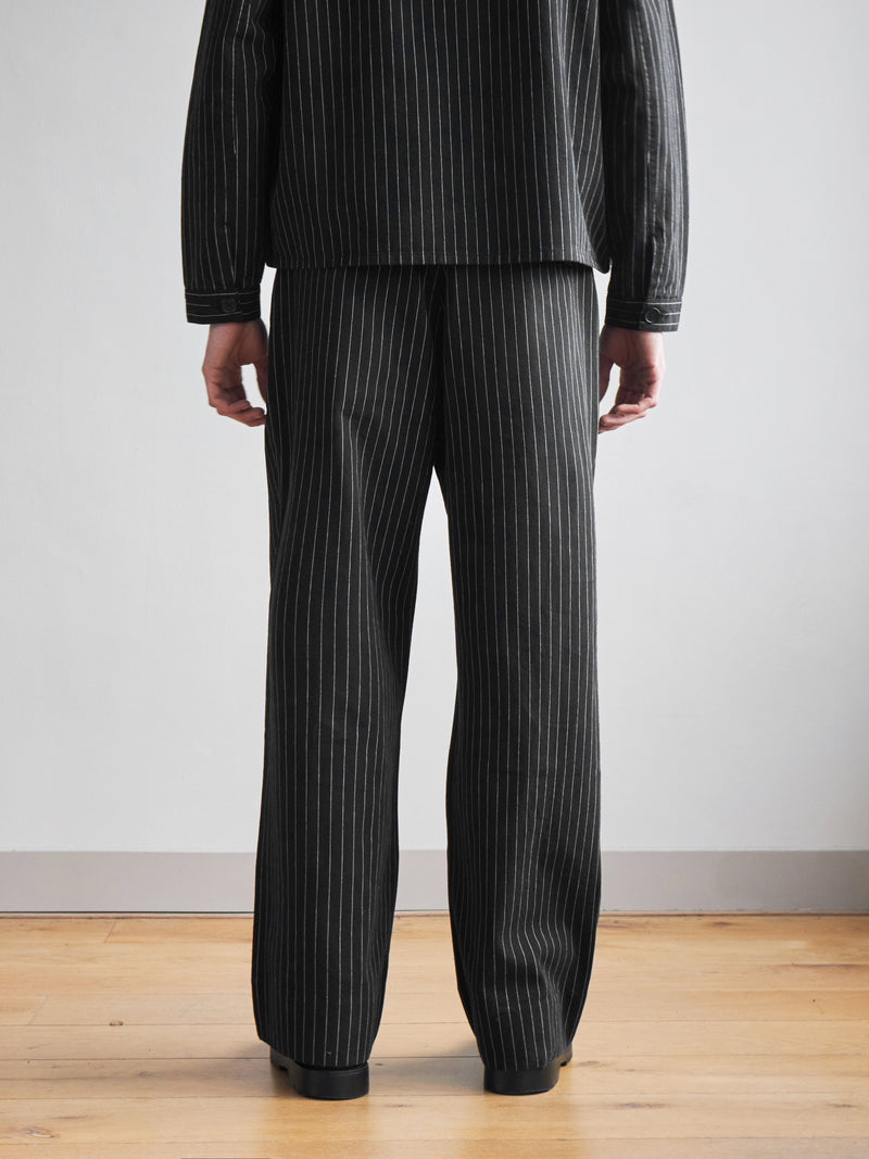 Pinstripe Trousers -  Black