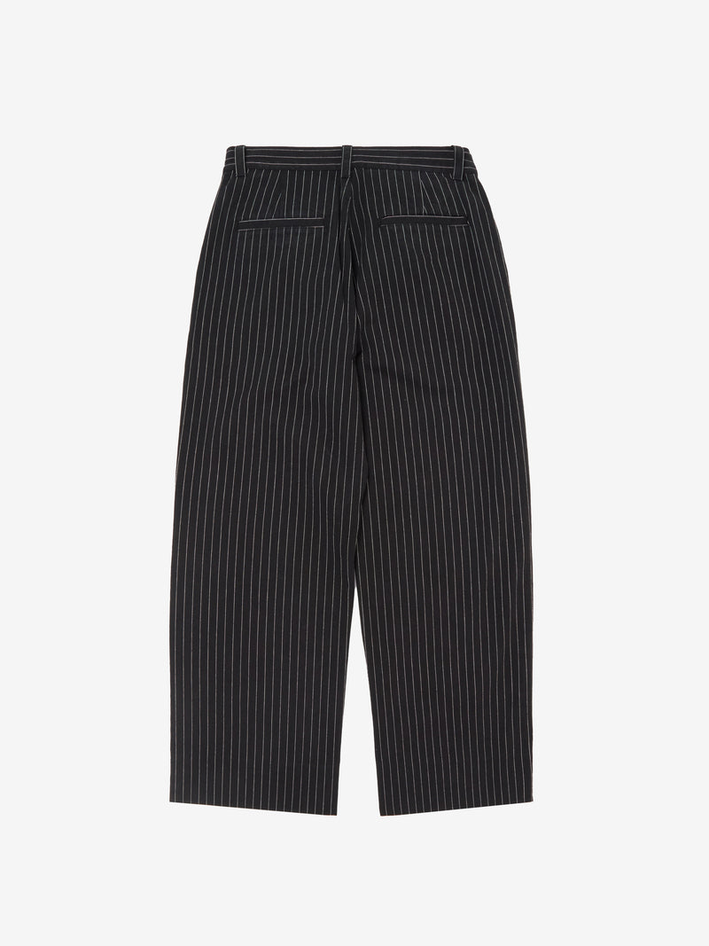 Pinstripe Trousers -  Black