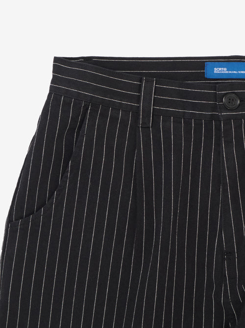 Pinstripe Trousers -  Black