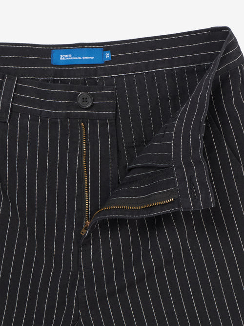 Pinstripe Trousers -  Black