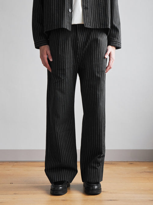 Pinstripe Trousers -  Black