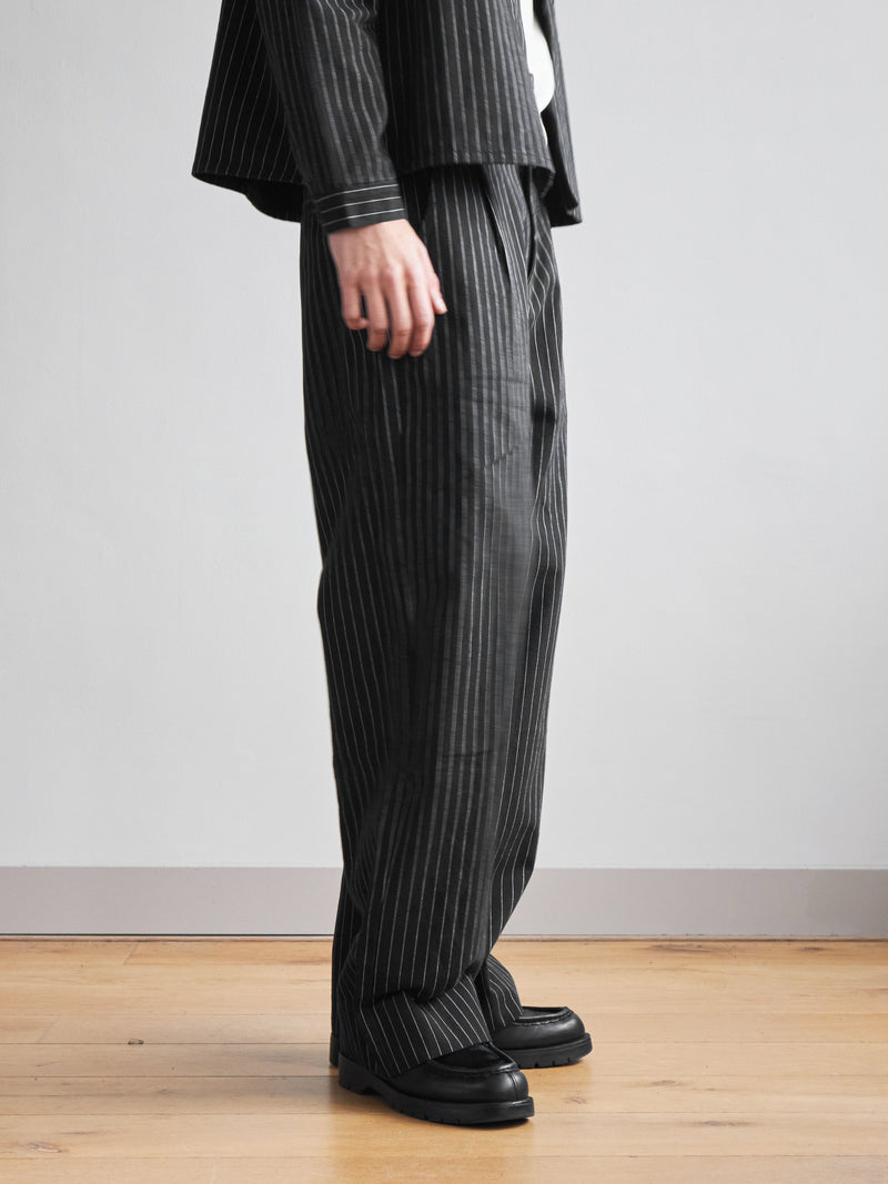 Pinstripe Trousers -  Black