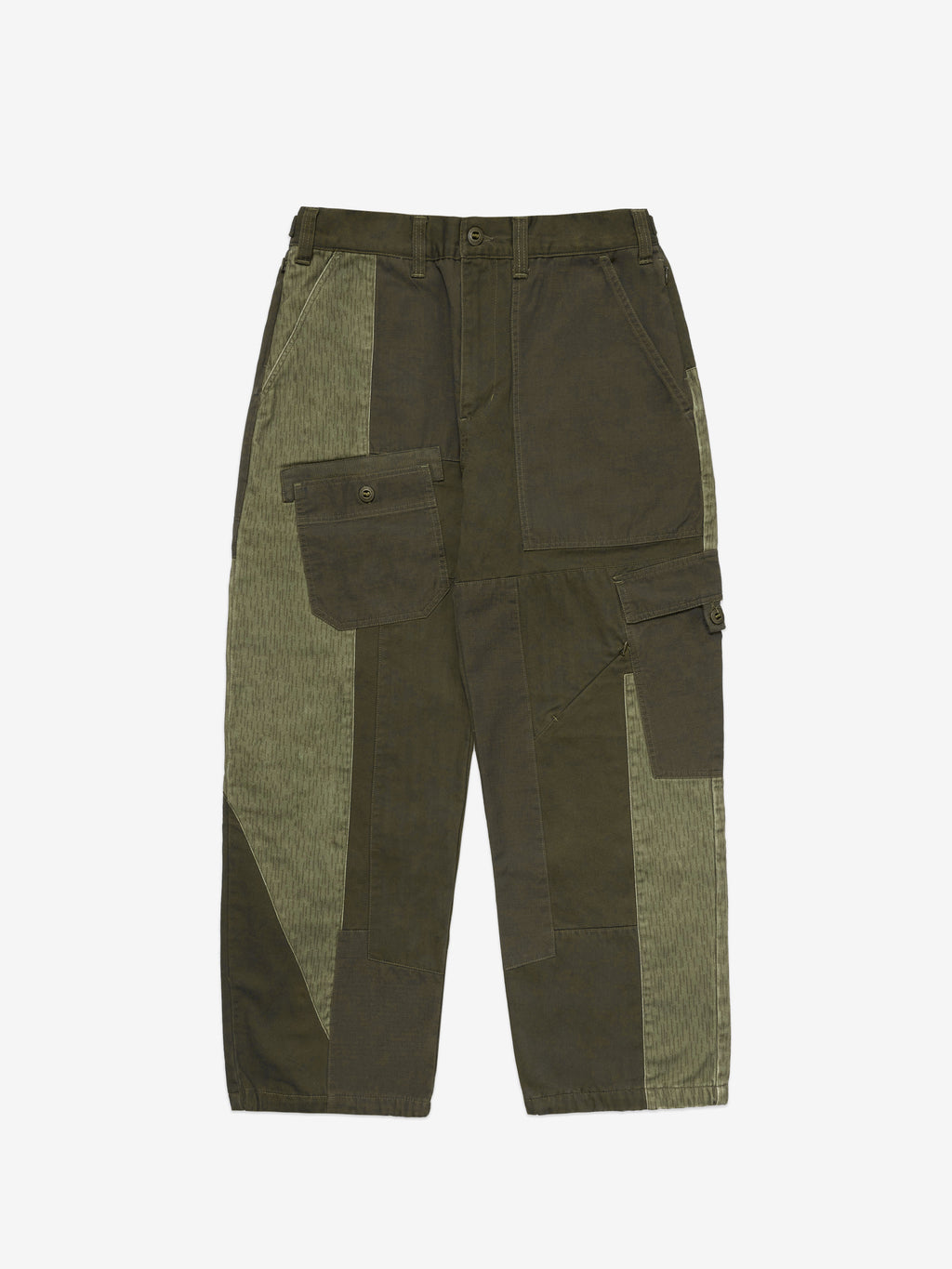 Patchwork Cargo Trousers - Army Green