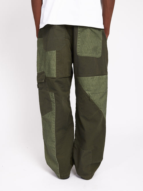 Patchwork Cargo Trousers - Army Green