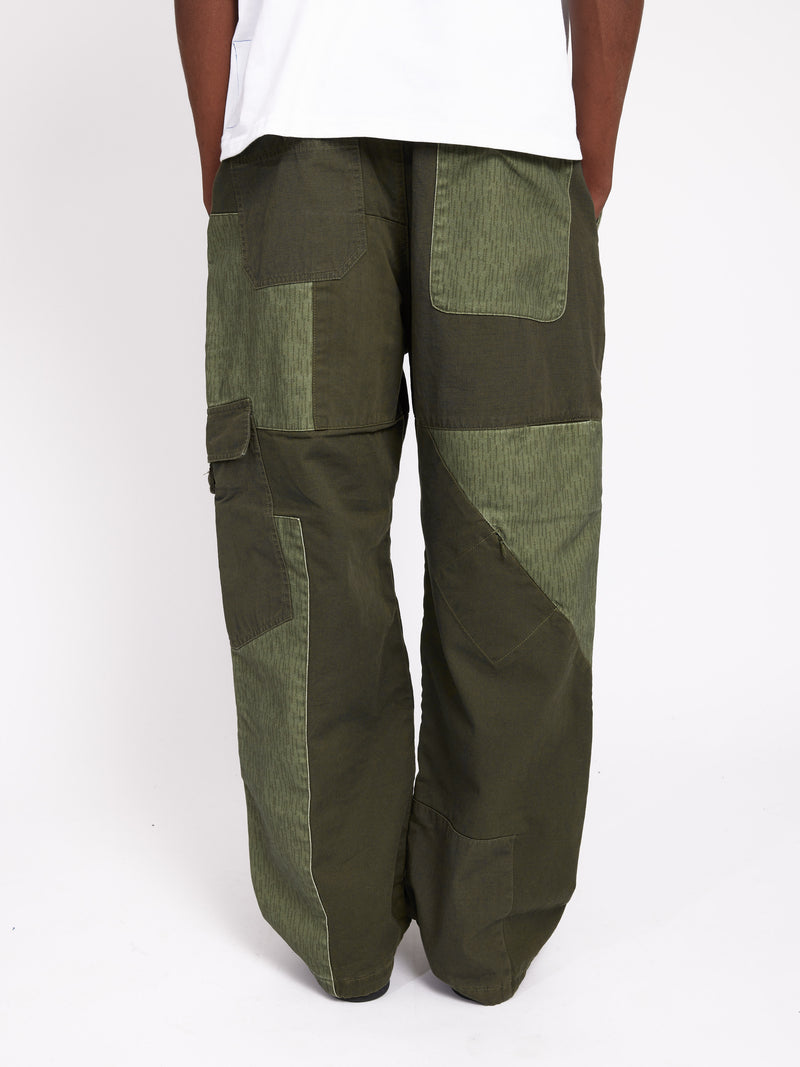 Patchwork Cargo Trousers - Army Green