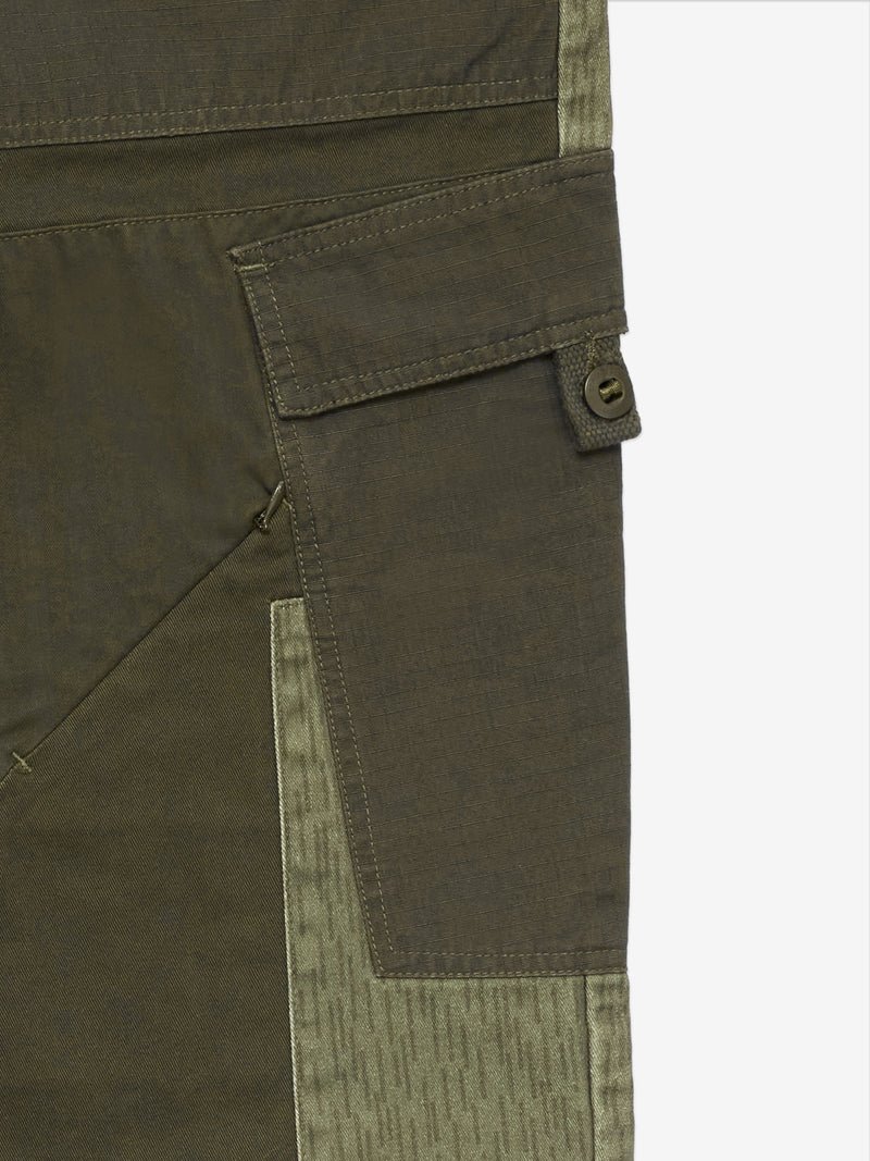 Patchwork Cargo Trousers - Army Green