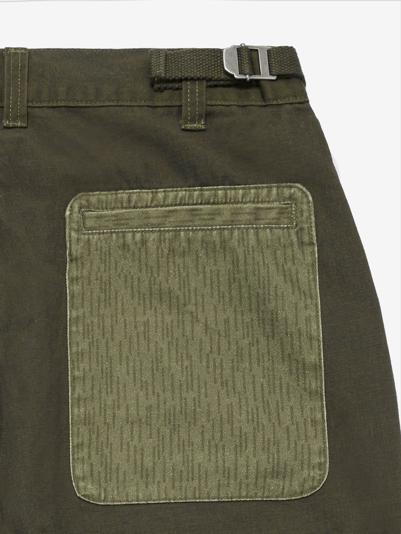 Patchwork Cargo Trousers - Army Green