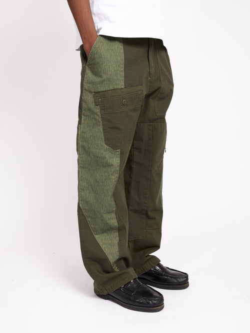 Patchwork Cargo Trousers - Army Green